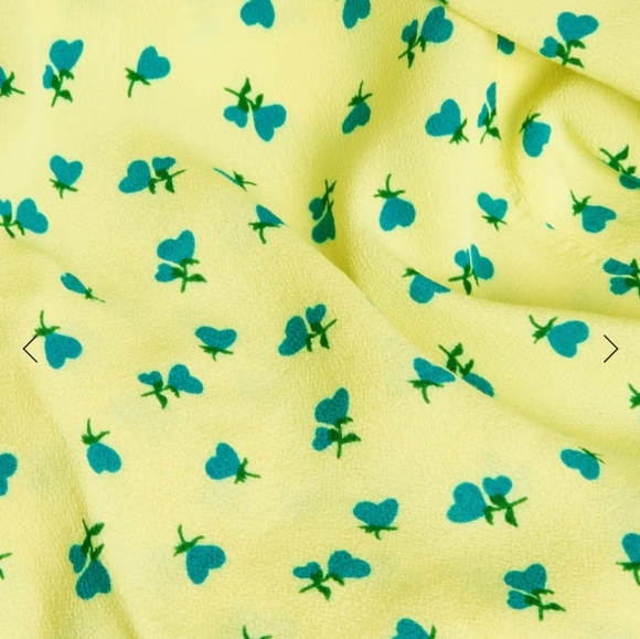 NWOT M&S Printed V-Neck Puff Sleeve Midi Tea Dress Yellow Blue - Picture 10 of 12